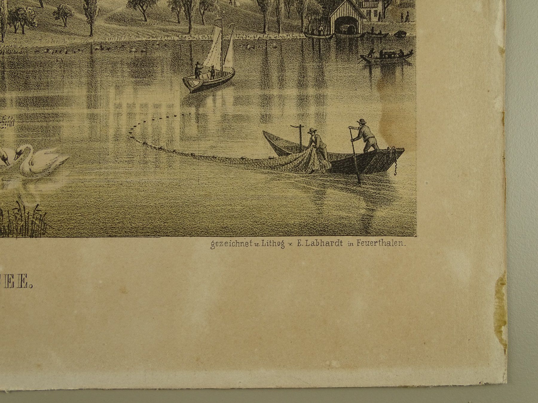 Incisioni: ZÜRICH, REGENSDORF, KATZENSEE, LITHOGRAPHIE VON E. LABHARDT – Usato da Grüningen venduto da Kartensammler 4