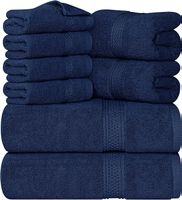 8 teilig Handtücher Set aus Baumwolle  (Marine Blau)