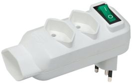 Mehrfachstecker drehbar 3×T13 weiss, mit Schalter