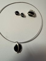 Collier Stahl-Seiten mit Anhänger Silber / Ring / Ohrstecker