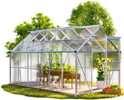 Alu Gewächshaus 380x190cm 4 Dachfenster
