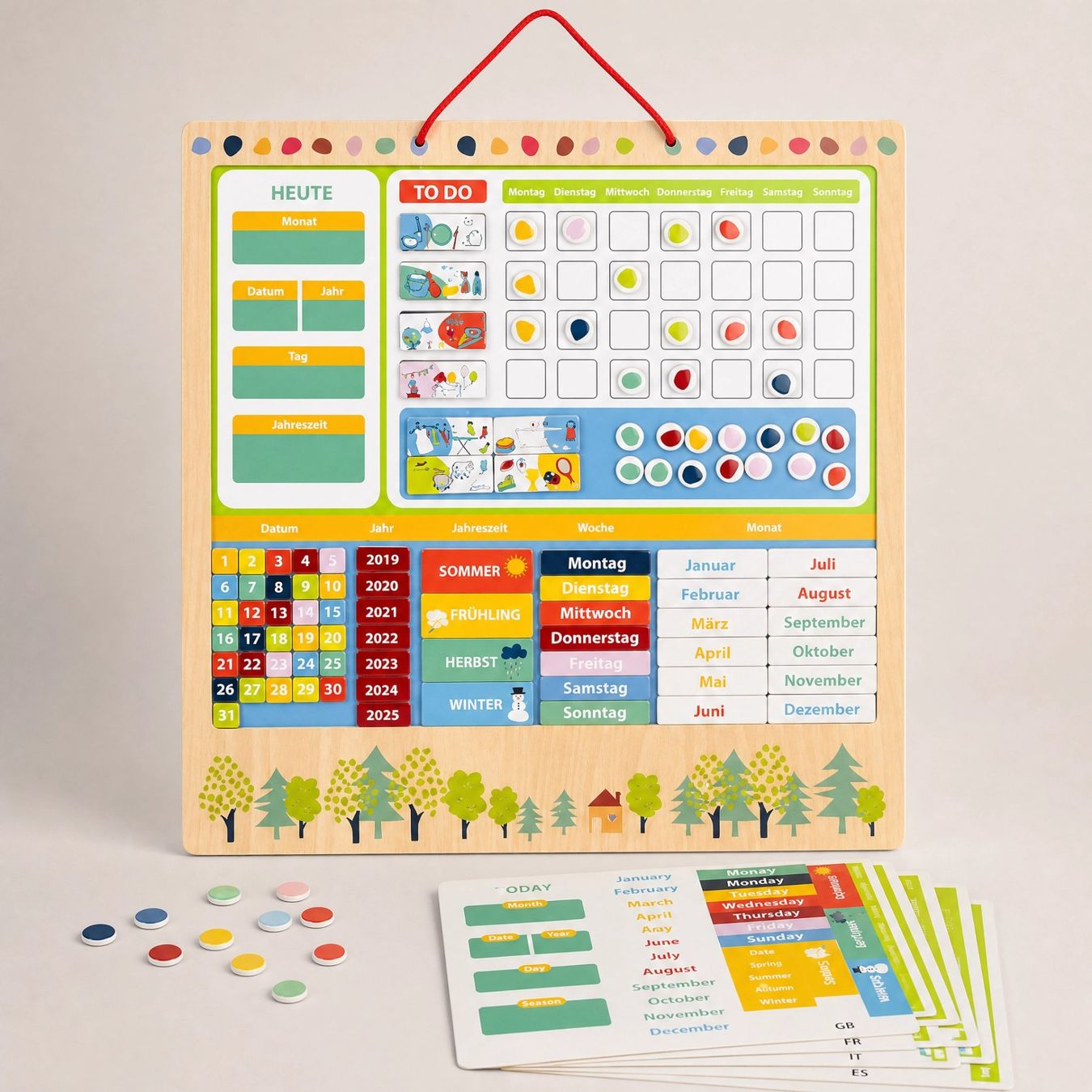 Giochi: Calendrier éducatif, magnétique en bois (Multilingues) NEUF – Nuovo e nell'imballaggio originale da Meyrin venduto da ChiaraMania 1