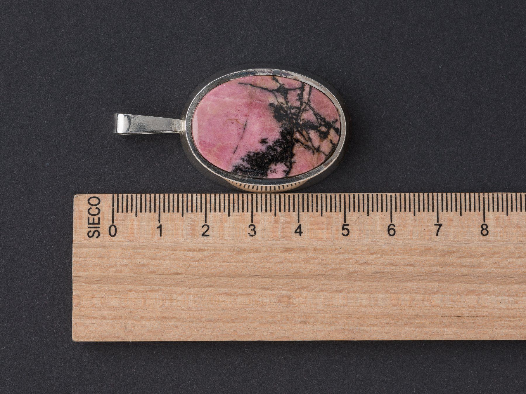 Anhänger: Grosser Silber Anhänger mit Stein Rhodonit, oval – Gebraucht aus Ziefen von sin_2chk 2