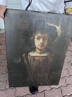 Come dipinto antico olio su tela, ritratto figlio  Rembrand