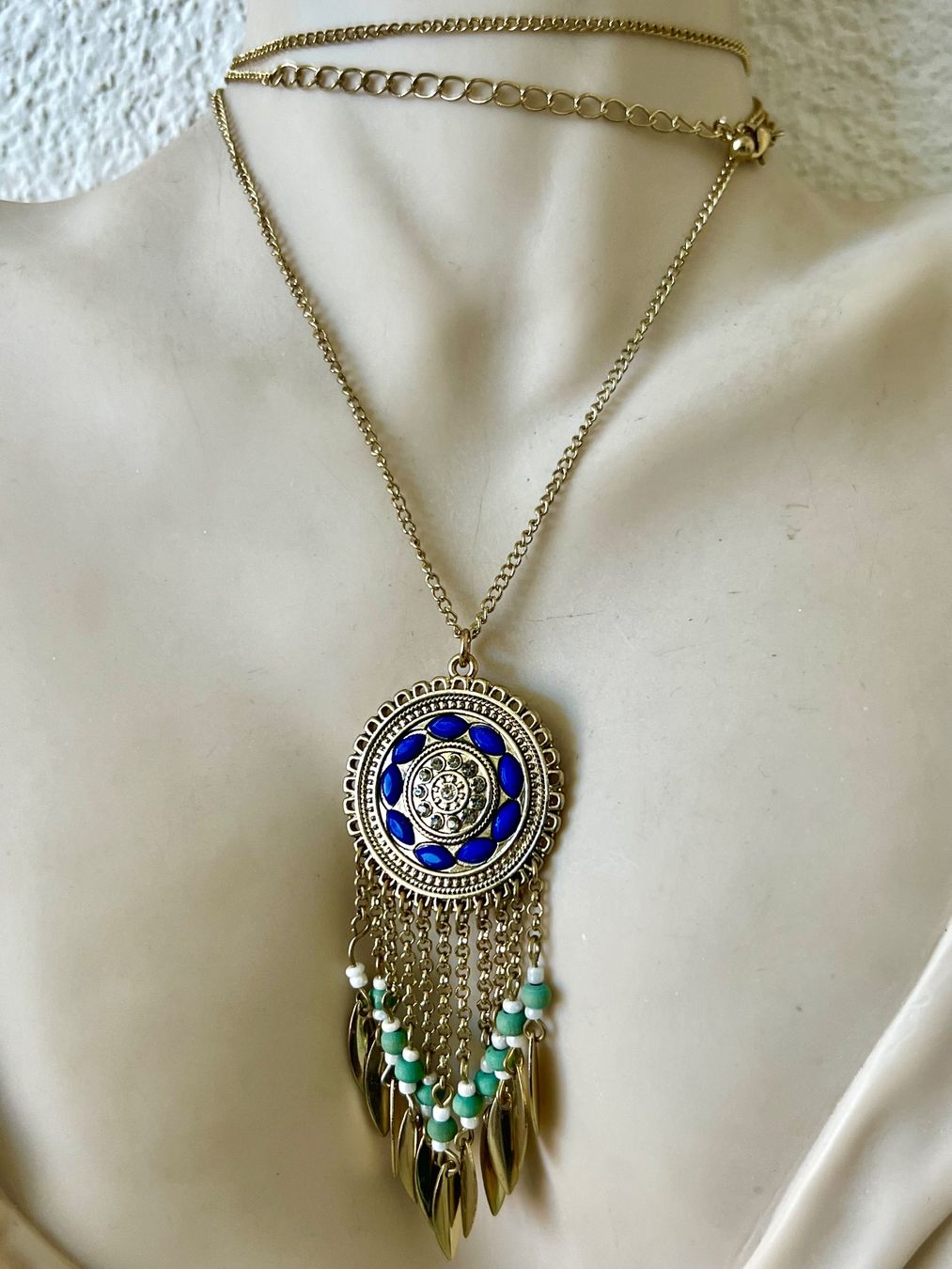 Catenine: Boho Statement Longkette 8cm Traumfänger Anhänger Ethno – Usato da Ruswil venduto da artbyhand 4