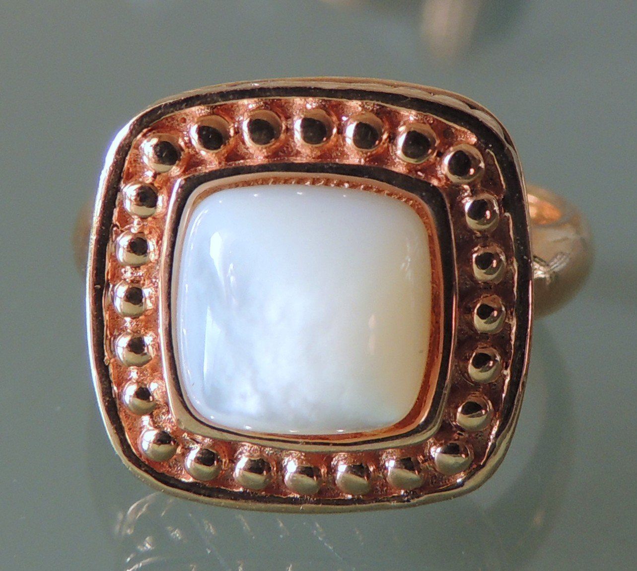 Pompidou Ringe: POMPIDOU rotvergoldeter Silber 925 Fingerring Perlmutt Gr.54 – Neu (gemäss Beschreibung) aus Waldenburg von schaller707