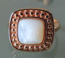 POMPIDOU rotvergoldeter Silber 925 Fingerring Perlmutt Gr.54