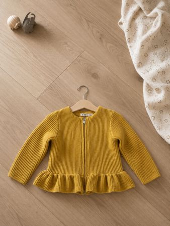 EMC Baby Zip-Up Cardigan, Mustard Yellow, Size 18 Months