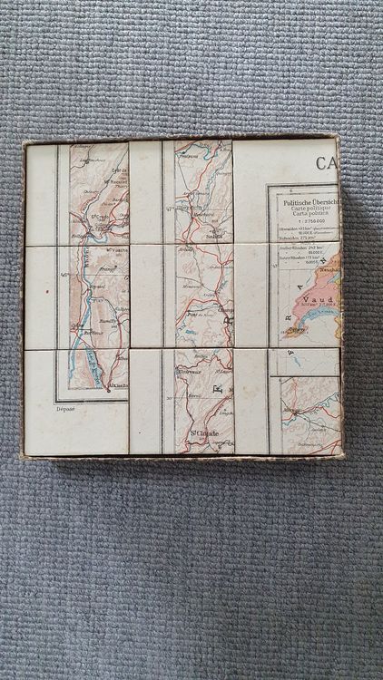 Antikes Puzzle "Die Schweiz" ca.1906/Kümmerly & Frey, selten 10