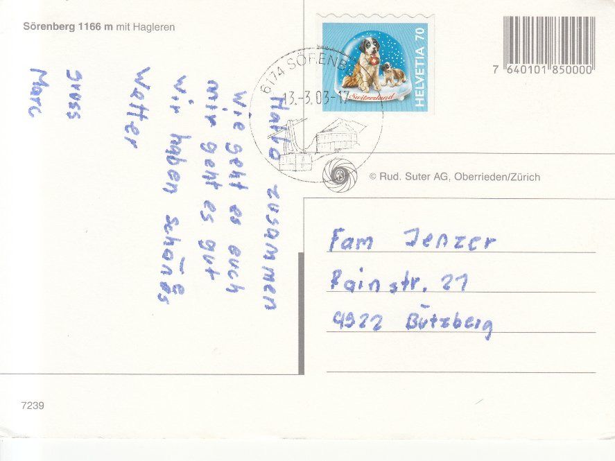 Cartoline postali: Sörenberg 2003 – Usato da Bürglen TG venduto da StampGraf 1