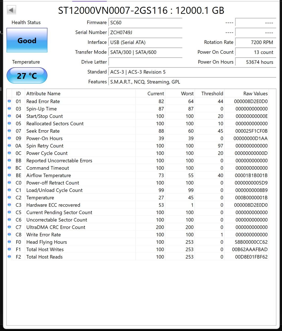 Seagate Dischi rigidi: Disk SATA 12Tb Seagate IronWolf NAS - 53674 Stunden – Usato da Zürich venduto da Lock5151 3