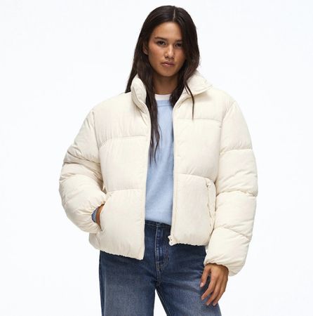 Bershka White PUFFY JACKET - Winterjacke