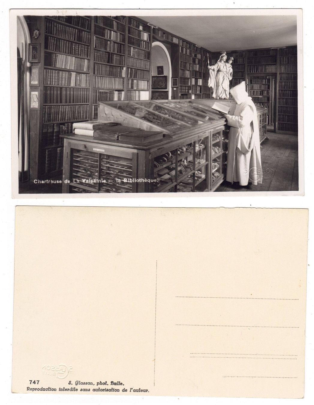 Cartoline postali: Chartreuse de la Valsainte, la bibliothèque – Usato da La Tour-de-Peilz venduto da amjust