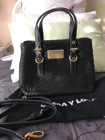 Bimba y Lola Handtasche geflochten schwarz-gold