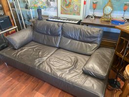 Leder Designer Sofa Koinor dunkelbraun verstellbar