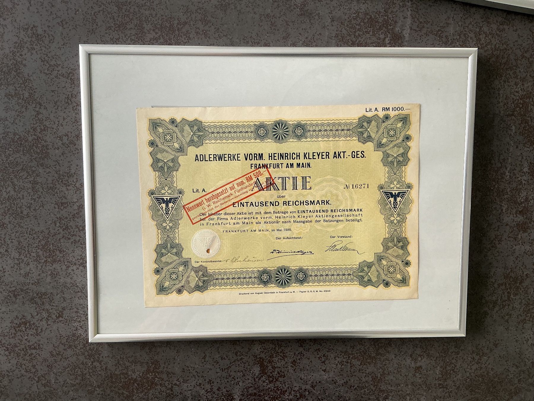 Documenti: Adlerwerke Aktie 1929 – Usato da Horw venduto da adler65 1