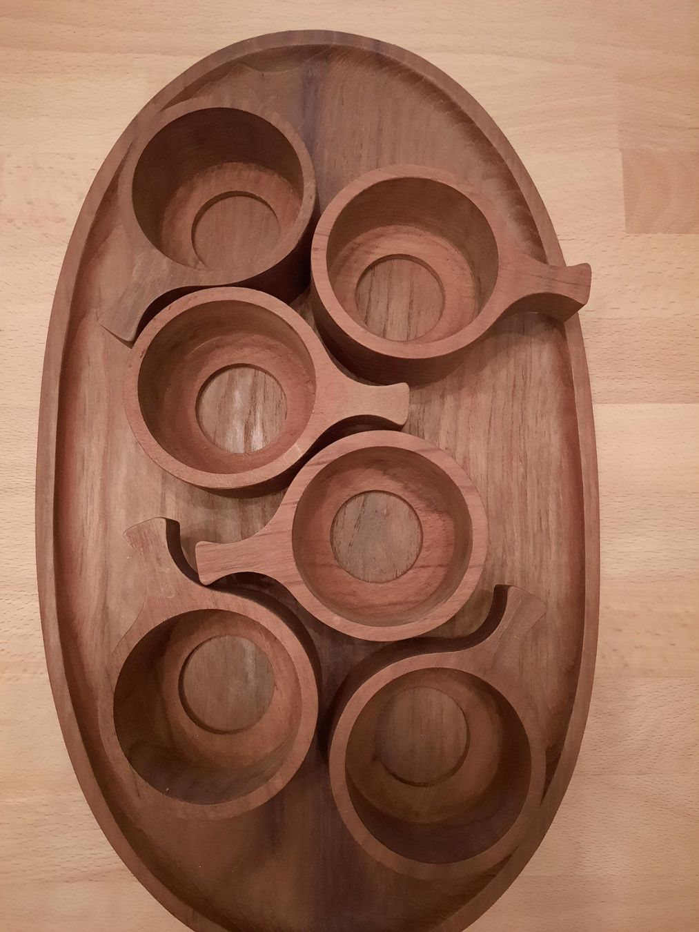 Servierplatten: Teegläserhalter-Set mit Serviertablett, Teakholz, Vintage, – Gebraucht aus Allschwil von saphira012 2