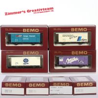 4 x BEMO RhB Werbe-Güterwagen, H0m, 046