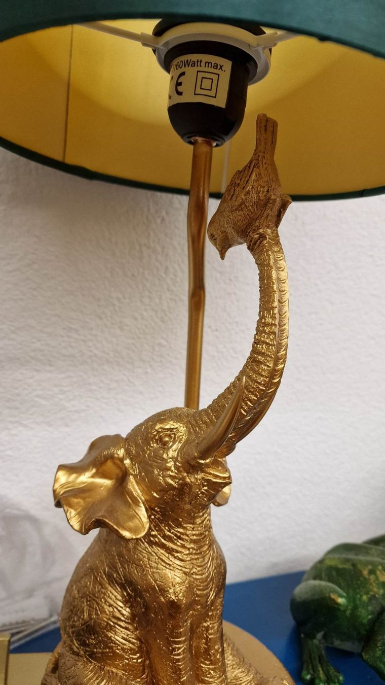 Lampade: Nachttischlampe Elefant Gold Türkis – Nuovo e nell'imballaggio originale da Schaffhausen venduto da AtelierPudesco 2
