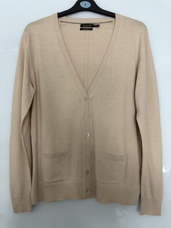 Massimo Dutti Cardigan aus Seide und Baumwolle in beige