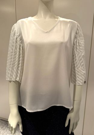 Blouse blanche élégante, manches originales - Taille 40