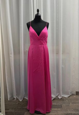 Kleid pink Spaghetti Träger V-Ausschnitt Abendkleid gr 38