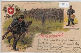 Armee Suisse - Soldatengruss - Tambour - Litho 1899