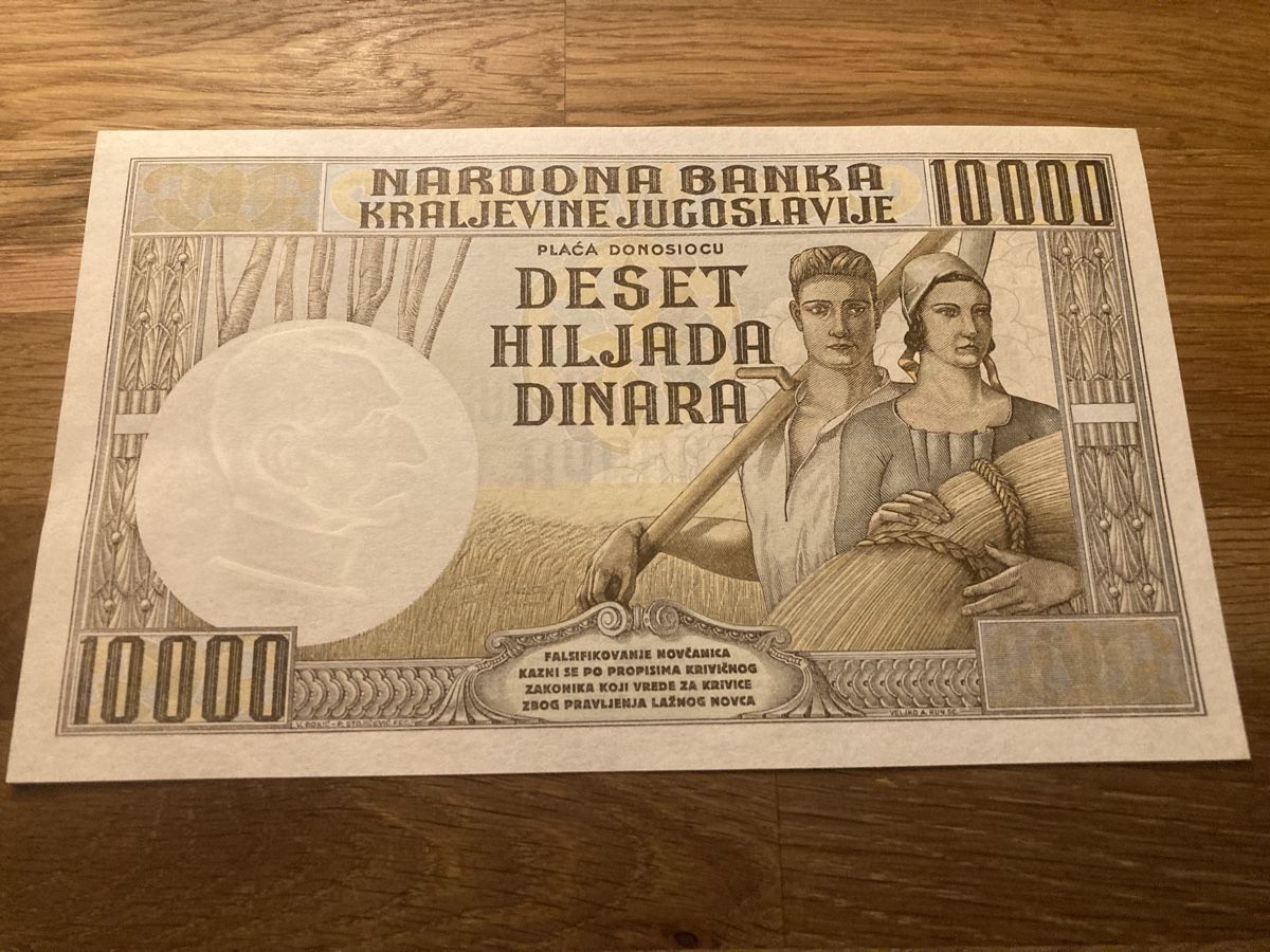 Banknoten: EXCEPTIONNELLE BILLET DE 10000 dinar de 1936 FAST UNC – Neu (gemäss Beschreibung) aus Villars-sur-Glâne von Graca03 3