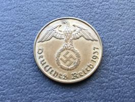 2 Reichspfennig Drittes Reich 1937 J. selten ungereinigt