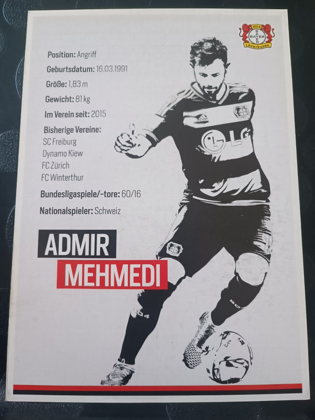 Autografi: Admir Mehmedi - handsignierte Autogrammkarte – Usato da Menziken venduto da Artographs 1
