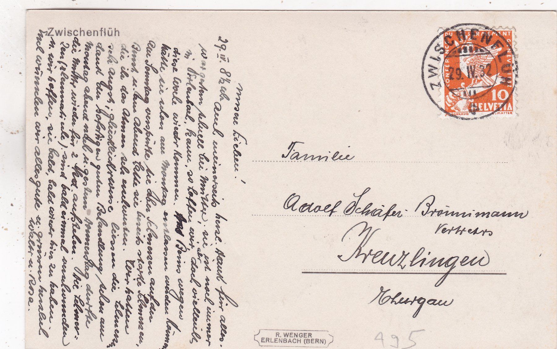 Cartoline postali: Zwischenflüh 1932 – Usato da Herisau venduto da Lisegrat2008 1