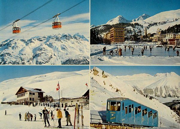 Ansichtskarten: ST. MORITZ Luftseilbahn - Eisrink - Skifelder Salastrains – Gebraucht aus Jona von philajona