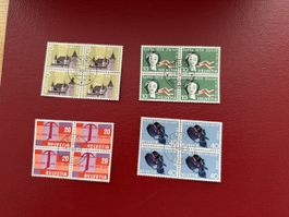 4er Block Satz mit Ausgabetag Stempel 1958