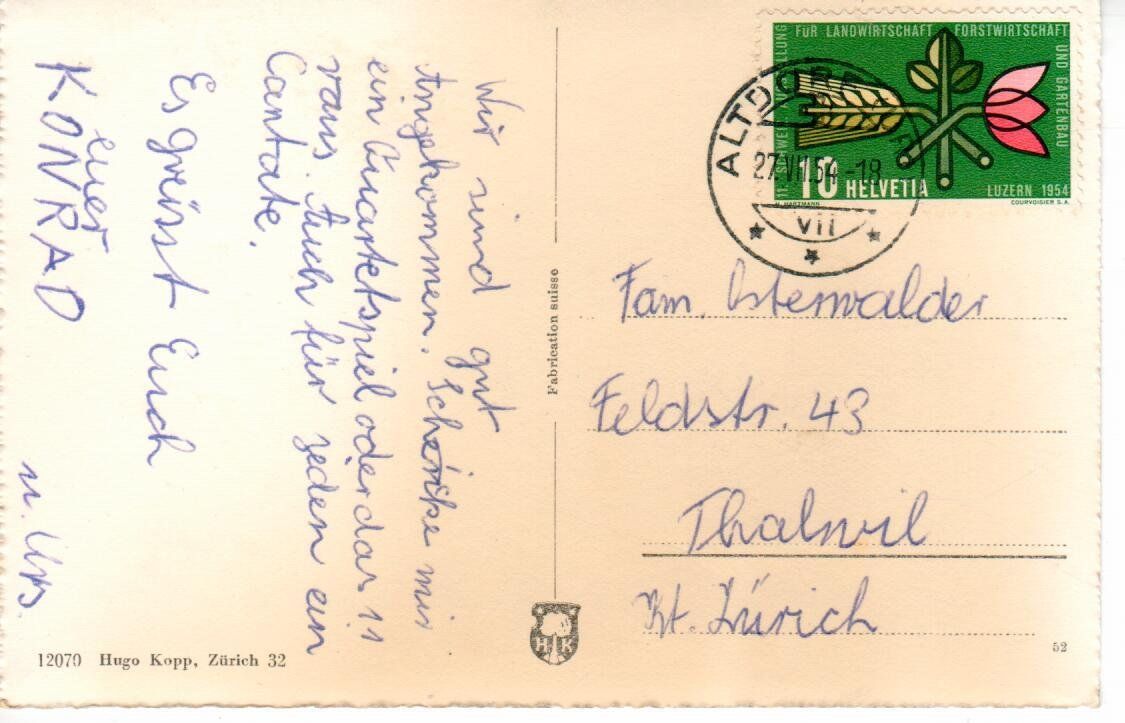 Ansichtskarten: Unterschächen  1954 – Gebraucht aus Wolhusen von Curver9 1
