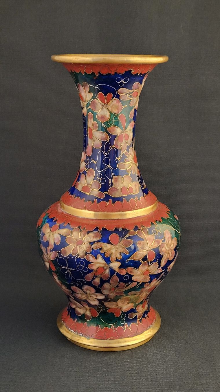 Vasi & Recipienti: Cloisonne-Vase mit Blumen – Usato da Basel venduto da spinne02 1