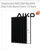 18 Stk. neue Solarmodul AIKO 500 Wp HW4 Glas-Folie Black 