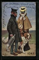 Künstler Arthur Thiele: Paar mit Hund a