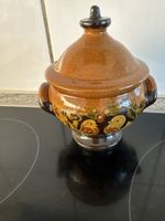Keramik Topf Deckel braun handgefertigt