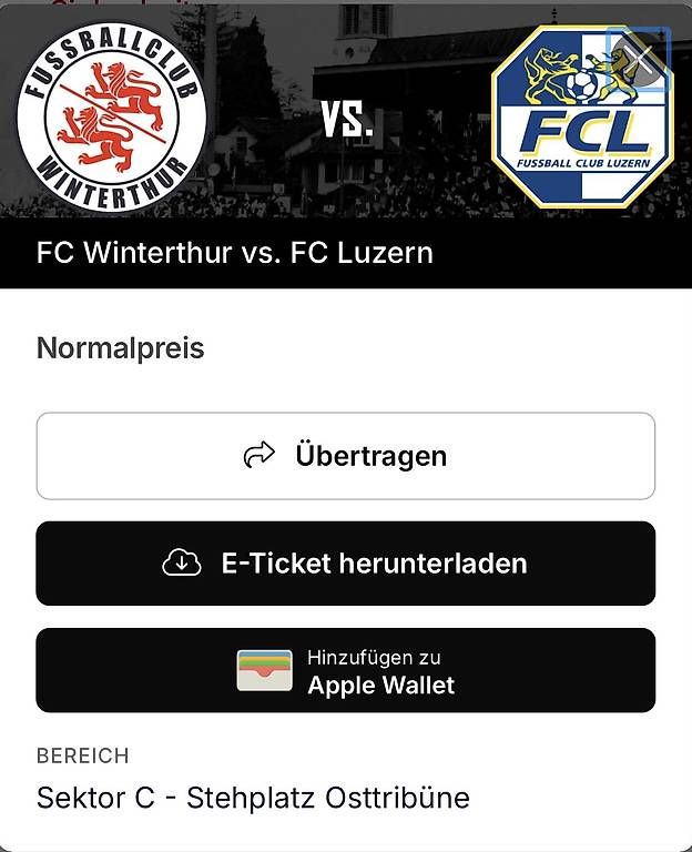 Biglietti: FC Winterthur Tickets zu verkaufen – Usato da Winterthur venduto da gvn_62sr