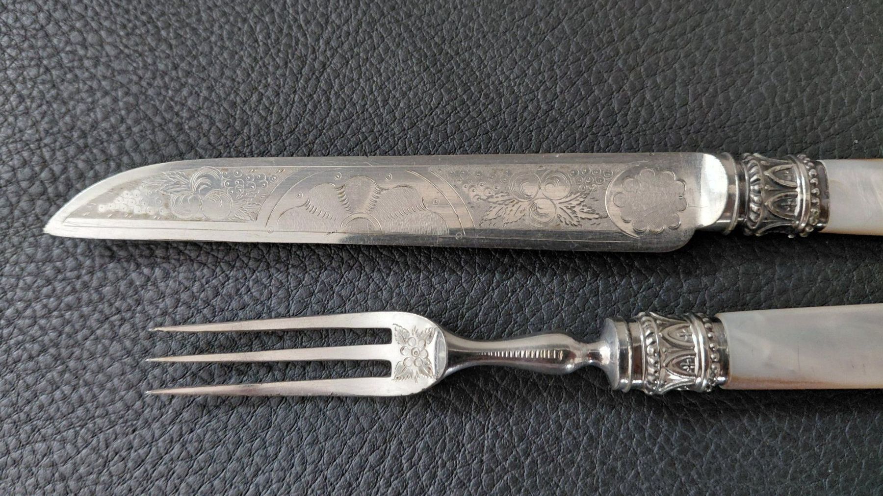 Set di posate: Messer Gabel Silber Perlmuttgriff – Usato da Unterengstringen venduto da Akutey 2