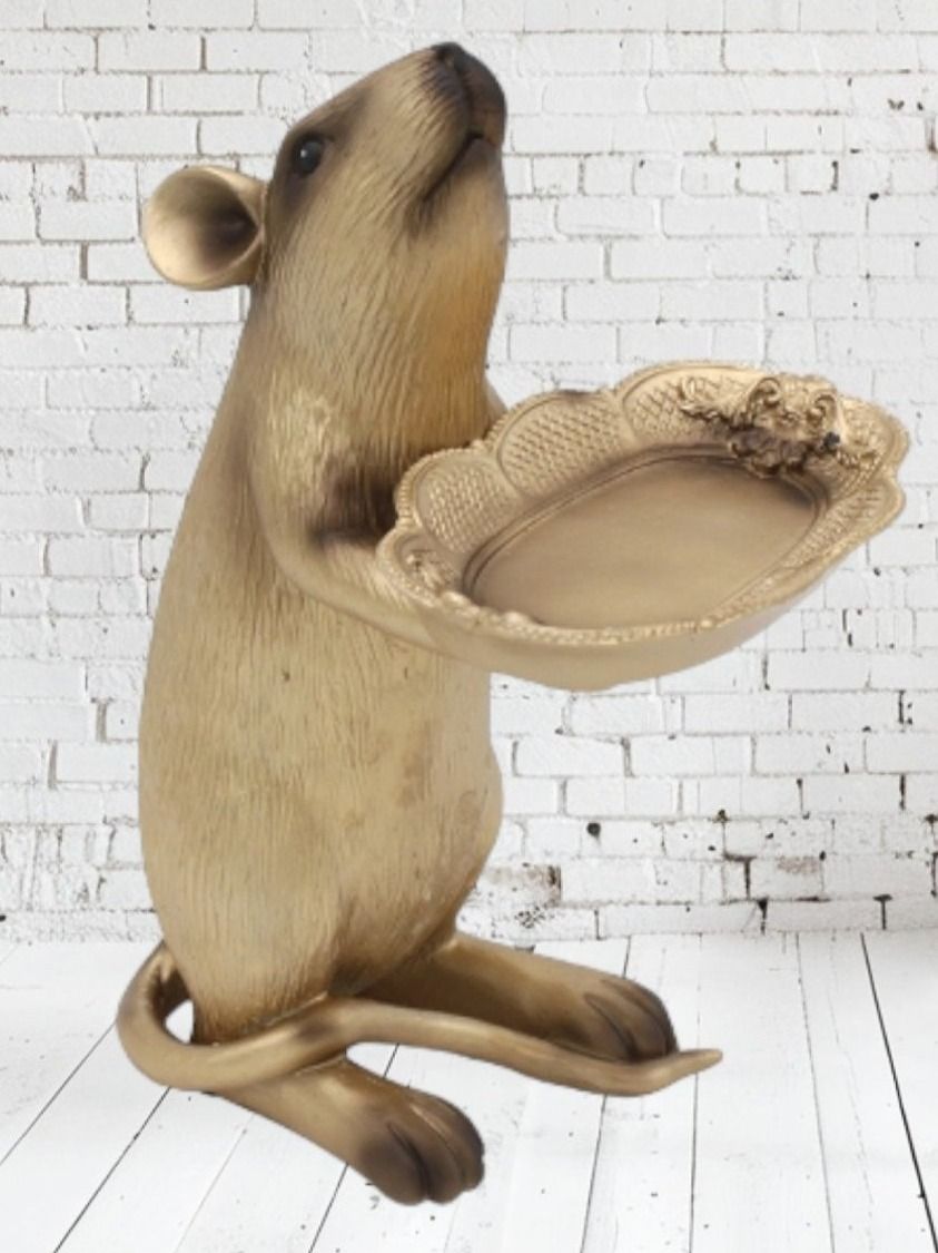 Ciotole: Deko Ratte mit Tablett / Schale Beige Kartenhalter – Nuovo e nell'imballaggio originale da Schaffhausen venduto da AtelierPudesco 1