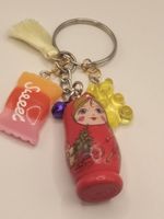 2 Schlüsselanhänger Matroschka Matrjoschka -Charms Rot+Weiss