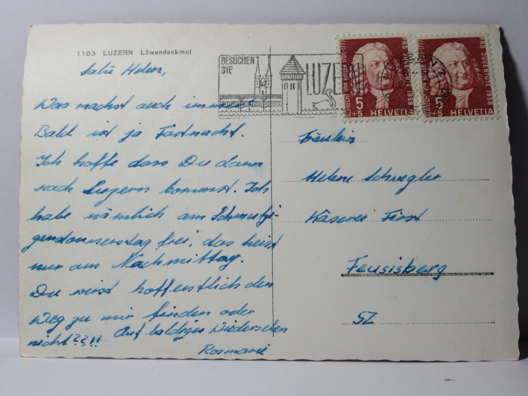 Ansichtskarten: Luzern , Löwendenkmal 1934 – Gebraucht aus Grenchen von Bluemchen1900 1