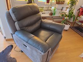 Sofas 1- uns 2-Sitzplätze aus grauem Echtleder und Alcantara