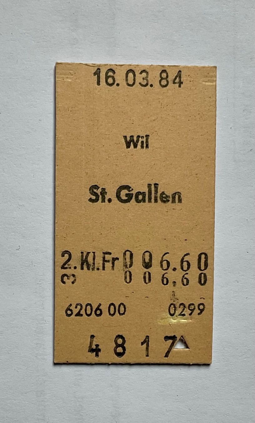 Tickets: Billett SBB aus Karton von 1984 – Gebraucht aus Endingen von nathan05