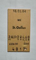 Billett SBB aus Karton von 1984