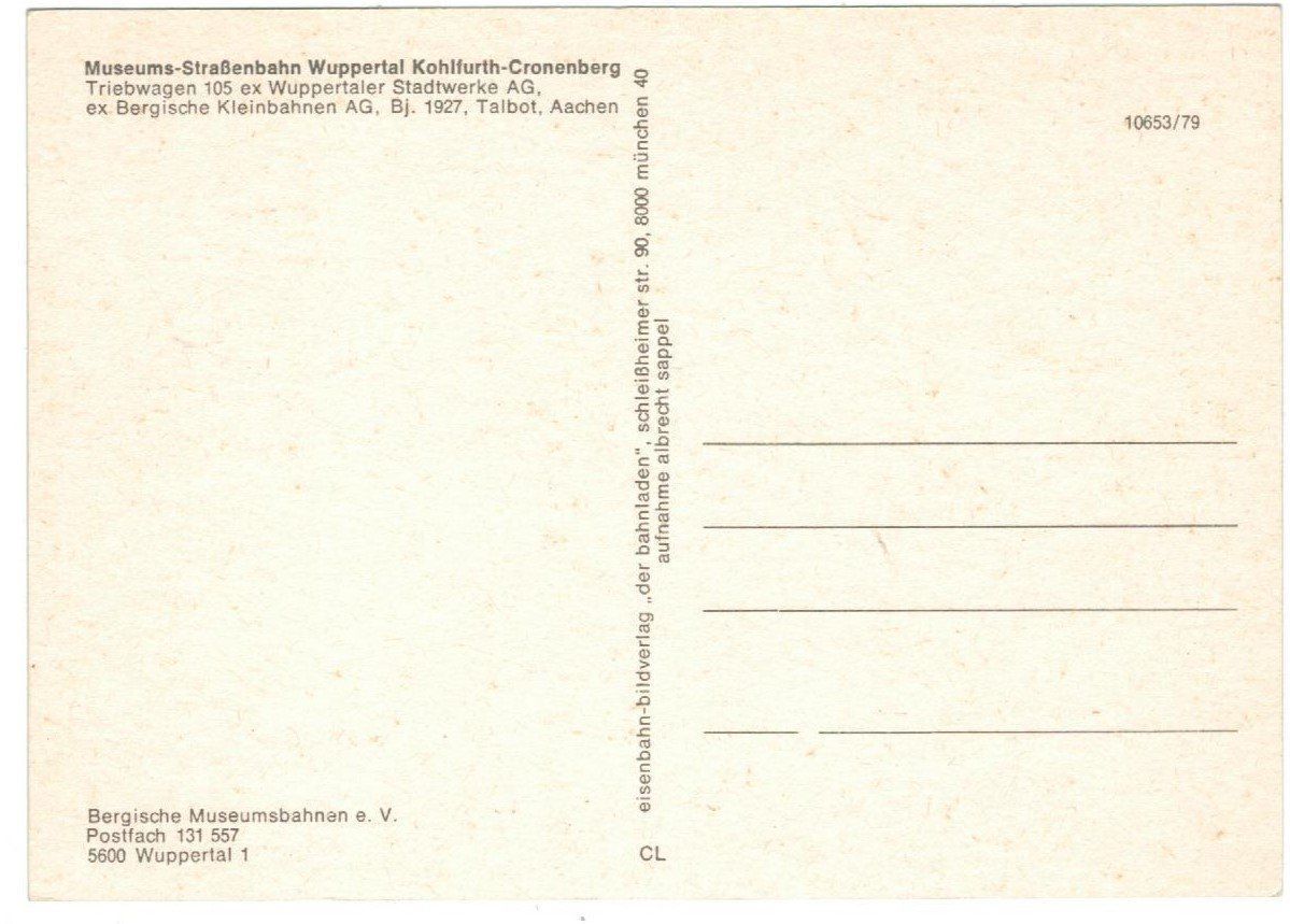 Cartes postales: AK Museums-Strassenbahn Wuppertal – D'occasion à Zürich par Tolima194 1