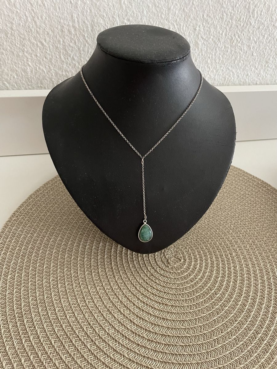 Catenine: Art Deco Collier Argent 925 avec pierre verte  – Usato da Worben venduto da benit.drn 4