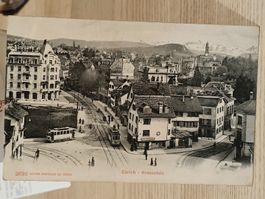 Alte PK / Zürich - Kreuzplatz Belebt mit Tram ca. 1905