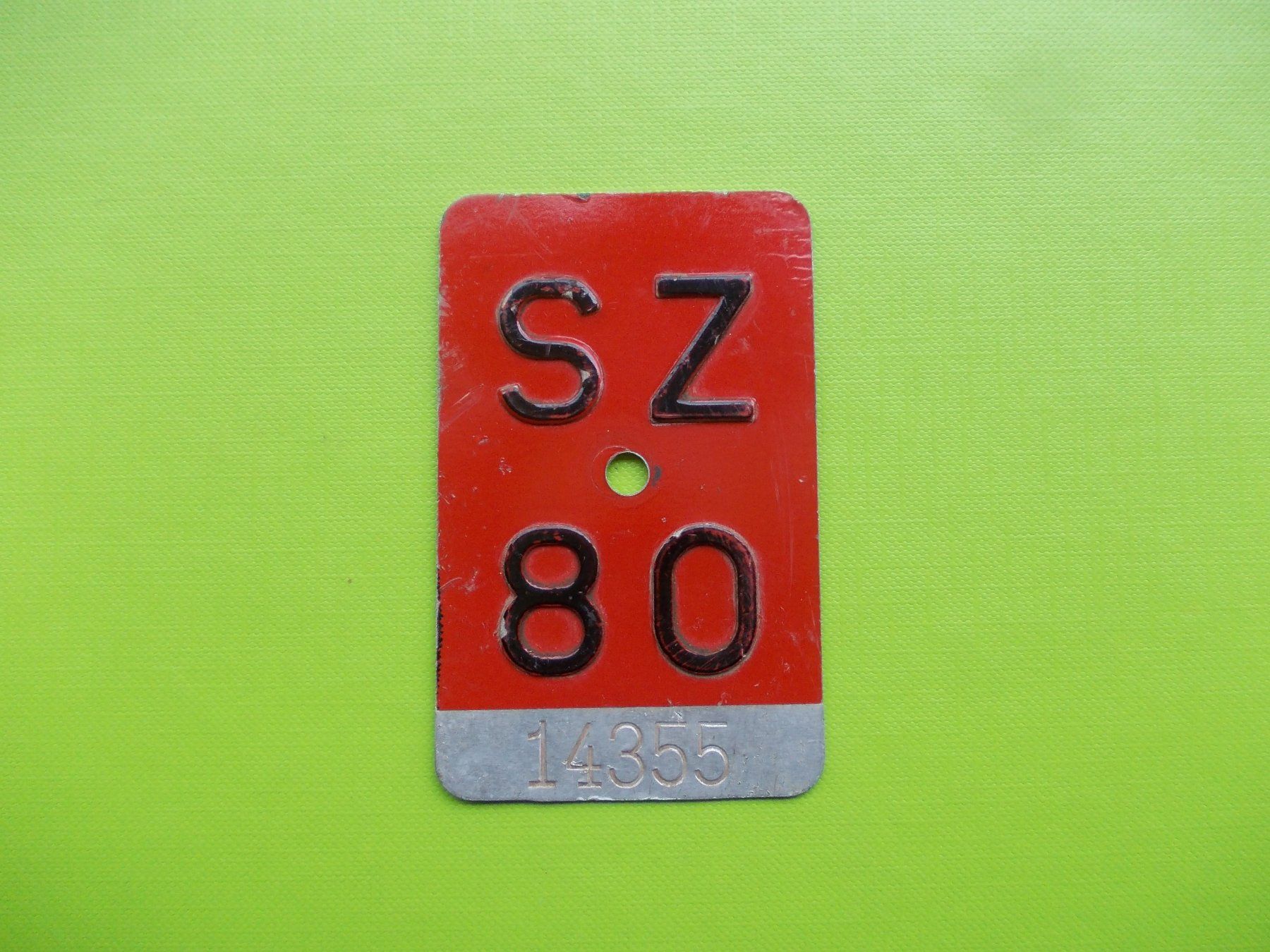 Schilder: Velonummer / Fahrradnummer SZ 80 – Gebraucht aus Gsteigwiler von HORMIGA21